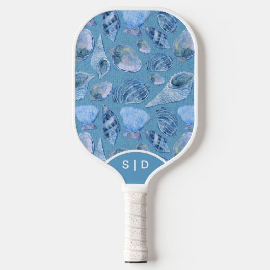 Custom Seashells Blue Ocean Sands Pickleball Schläger (Vorderseite)