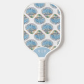 Custom Seashells Blue Pickleball Schläger (Rückseite)