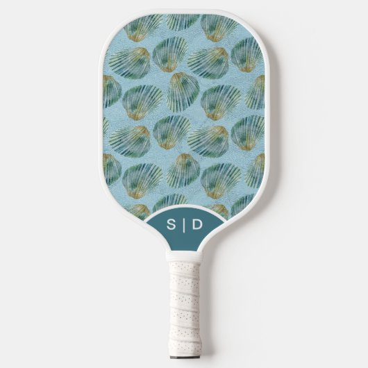 Custom Seashells Blue Water Pickleball Schläger (Vorderseite)
