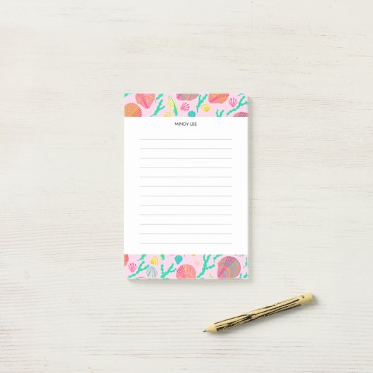 CUSTOM Seashells Border-Lebensmittelgeschäft Post-it Klebezettel (Auf Schreibtisch)