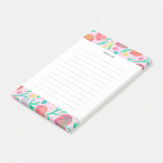 CUSTOM Seashells Border-Lebensmittelgeschäft Post-it Klebezettel (angewinkelt)