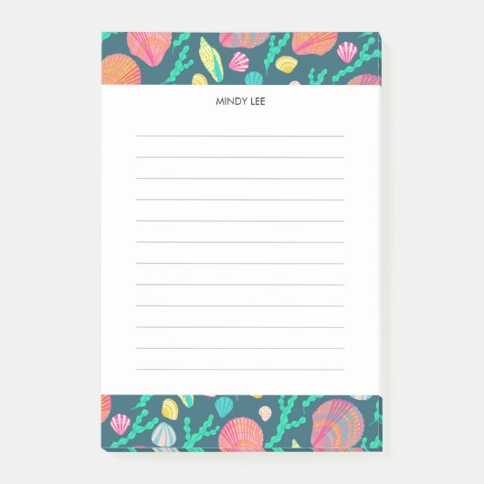 CUSTOM Seashells Border-Lebensmittelgeschäft Post-it Klebezettel (Vorderseite)