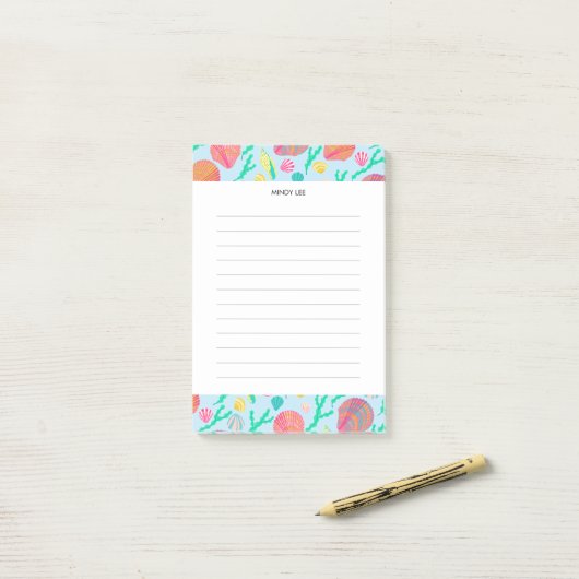 CUSTOM Seashells Border-Lebensmittelgeschäft Post Post-it Klebezettel (Auf Schreibtisch)