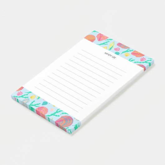 CUSTOM Seashells Border-Lebensmittelgeschäft Post Post-it Klebezettel (angewinkelt)