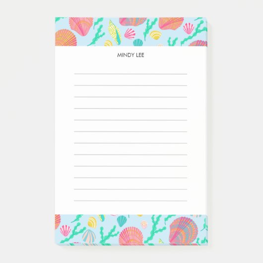 CUSTOM Seashells Border-Lebensmittelgeschäft Post Post-it Klebezettel (Vorderseite)