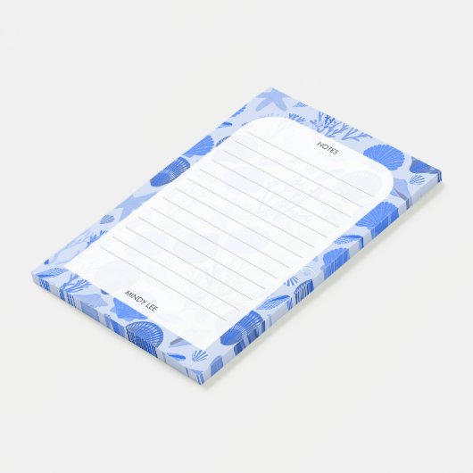 CUSTOM Seashells Border Sea Lebensmittelgeschäft Post-it Klebezettel (angewinkelt)