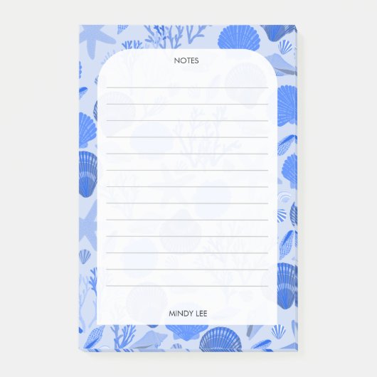 CUSTOM Seashells Border Sea Lebensmittelgeschäft Post-it Klebezettel (Vorderseite)