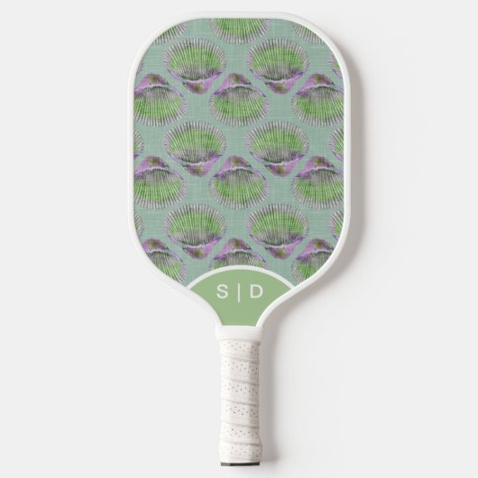 Custom Seashells Retro Green Pickleball Schläger (Vorderseite)