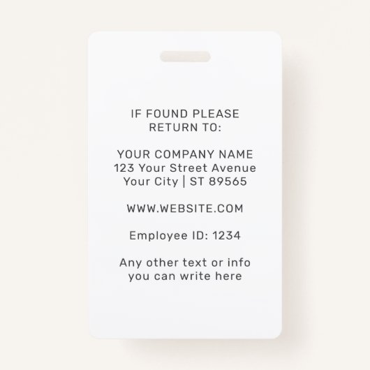 Custom Security Badge Employee/Event ID with Photo Ausweis (Rückseite)