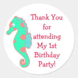 Custom Seepferd Geburtstagsparty Gunst Sticker