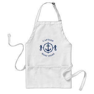 Custom Seepferd Nautical Anchor Navy Blue & White Schürze