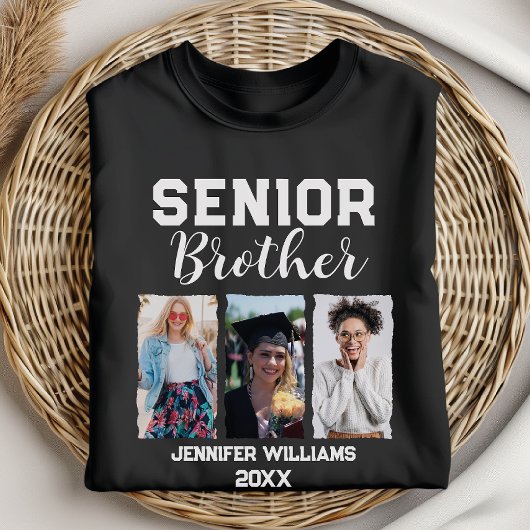 Custom Senior Brother Abschluss Foto & Name T-Shirt