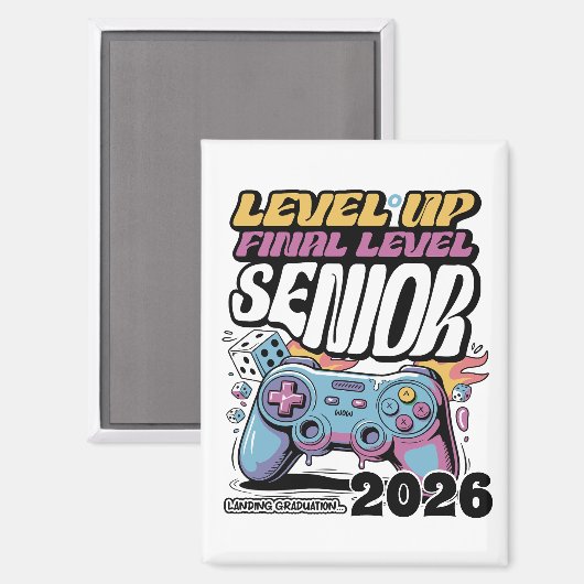 Custom Senior Class of 2026, Funny Gamer Graduate Magnet (Vorderseite/Rückseite)