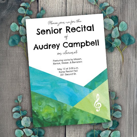 Custom Senior Erwägungsgrund Musik Thema Einladung