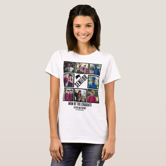 Custom Senior Mama des Absolventen 8 Foto Collage T-Shirt (Vorne ganz)