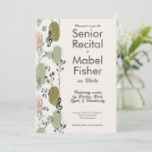 Custom Senior Music Erwägung Abstrakt Greenery Einladung (Stehend Vorderseite)