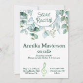 Custom Senior Music Erwägung Blätter Grünes Thema Einladung (Vorderseite)