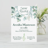 Custom Senior Music Erwägung Blätter Grünes Thema Einladung (Stehend Vorderseite)