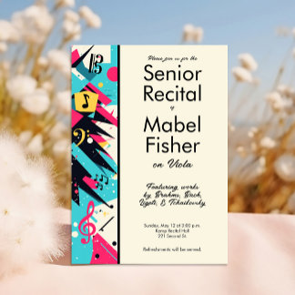 Custom Senior Music Erwägungsgrund 80er Inspiriert Einladung
