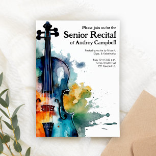 Custom Senior Violin Erwägungsgrund Musik Thema Einladung