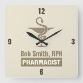 Custom Sepia Apotheker Bowl of Hygieia Quadratische Wanduhr (Vorderseite)