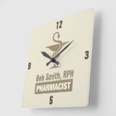 Custom Sepia Apotheker Bowl of Hygieia Quadratische Wanduhr (Winkel)
