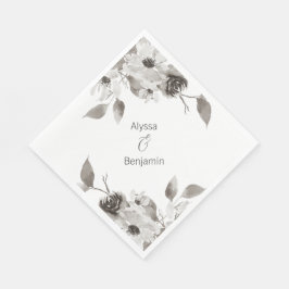 Custom Sepia toned Wedding Napkin Serviette