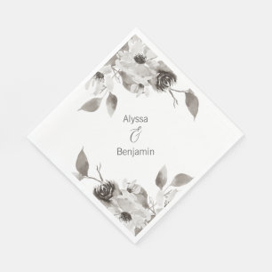 Custom Sepia toned Wedding Napkin Serviette