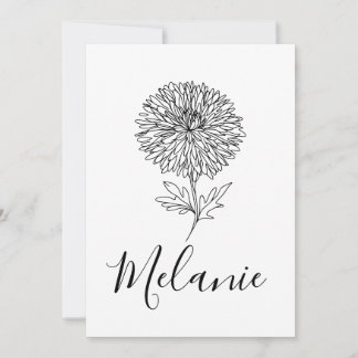 Custom September Aster Birth Blume Geschenk für di Einladung