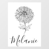 Custom September Aster Birth Blume Geschenk für di Fensteraufkleber (Blatt)