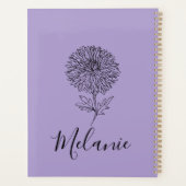 Custom September Aster Birth Blume Geschenk für di Planer (Rückseite)