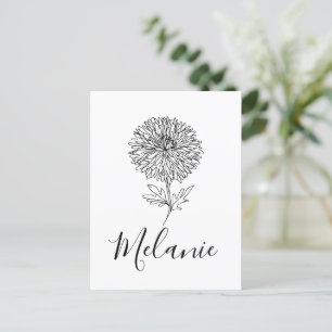 Custom September Aster Birth Blume Geschenk für di Postkarte