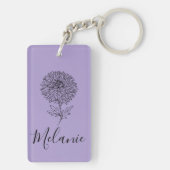 Custom September Aster Birth Blume Geschenk für di Schlüsselanhänger (Rückseite)