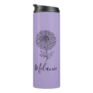 Custom September Aster Birth Blume Geschenk für di Thermosbecher
