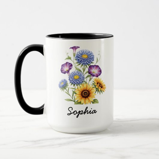 Custom September Birth Flower - Personalized Name Tasse (Links)