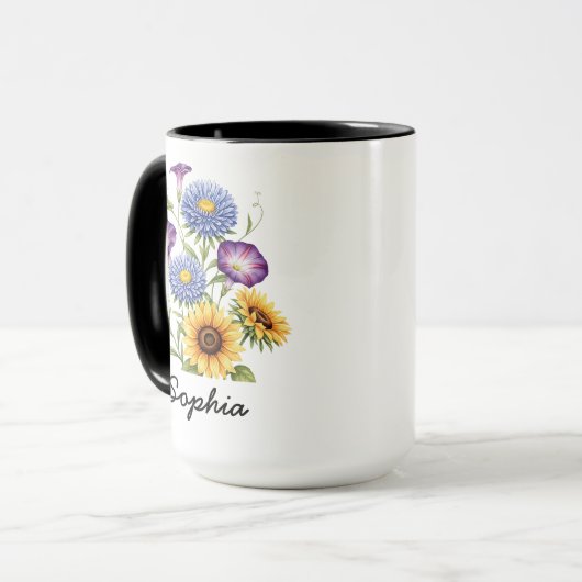 Custom September Birth Flower - Personalized Name Tasse (Vorderseite Links)