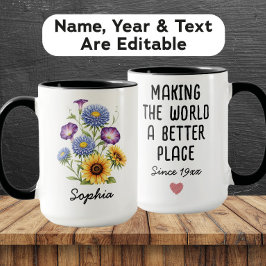 Custom September Birth Flower - Personalized Name Tasse