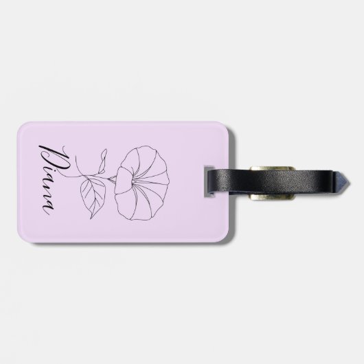 Custom September Morning Glory Birth Blume Geschen Gepäckanhänger (Rückseite horizontal)