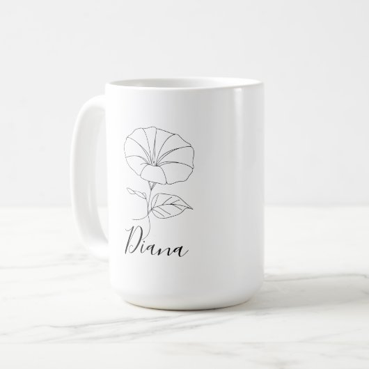 Custom September Morning Glory Birth Blume Geschen Kaffeetasse (Vorderseite Links)