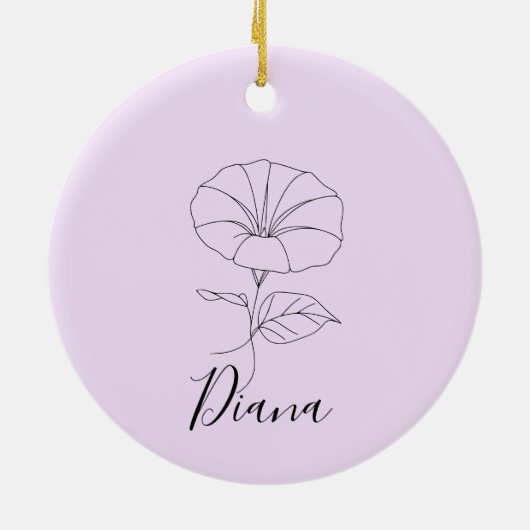 Custom September Morning Glory Birth Blume Geschen Keramik Ornament (Hinten)