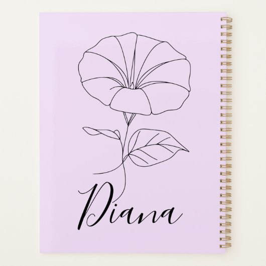 Custom September Morning Glory Birth Blume Geschen Planer (Rückseite)