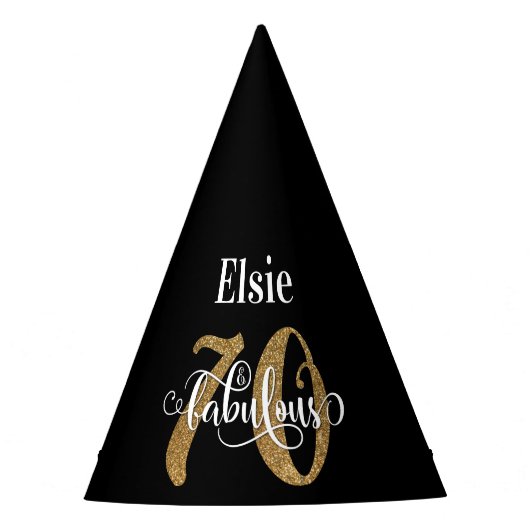 Custom Serif 2 Name Gold Glitzer 70 & Fabulous Partyhütchen (Vorderseite)