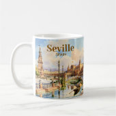 Custom Seville Spain Plaza de Espana Watercolor Kaffeetasse (Links)