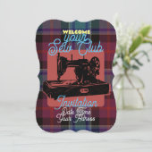 Custom Sew Club Vintage Nähmaschine Einladung (Stehend Vorderseite)