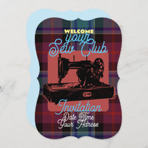 Custom Sew Club Vintage Nähmaschine Einladung