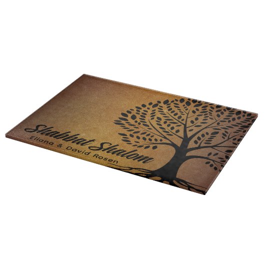 Custom Shabbat Shalom Etz Chayim Tree Challah Schneidebrett (Ecke)