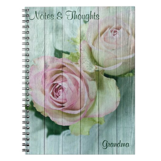 Custom, Shabby Chic Pink Roses, Notebook Journal Notizblock (Vorderseite)