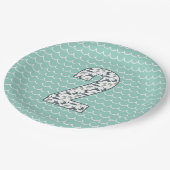 Custom Shark Birthday Plate | 2. Geburtstag | Ozea Pappteller (Schrägansicht)