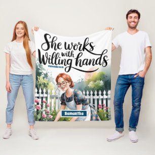 Custom She Works mit Willing Hands Christlich Fleecedecke