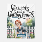 Custom She Works mit Willing Hands Christlich Fleecedecke (Vorderseite)
